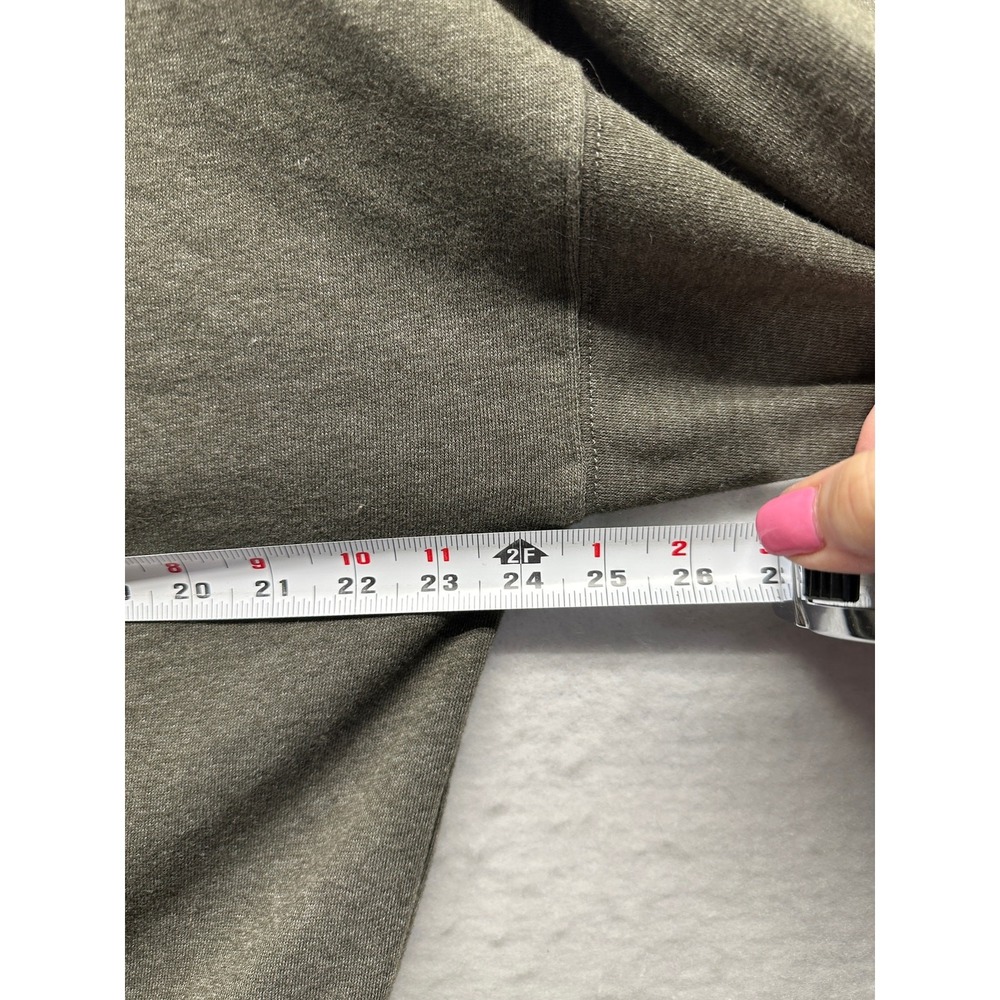 American Eagle Sherpa Collar Pullover Sweatshirt M Olive Green Cozy Button Neck - Picture 4 of 10